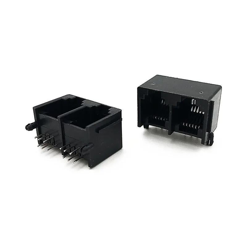5PCS RJ12 Connecter 6P4C 6P6C Modular Jack 1x2 Female PCB 5521 Socket 2 Ports Interface