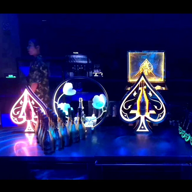 

Biggest Nightclub Suppliers LED Serving Tray LED Ace Of Spades Bottle Presenter Bottle Glorifier Display For Nightclub Ktv Bar