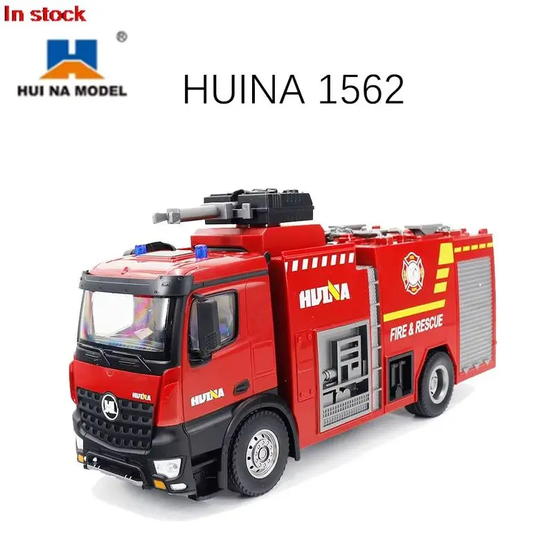 Huina 1562 1/14 Rc Fire Truck Water Spray Model With Light Sound Battery Powered Collectible Vehicle