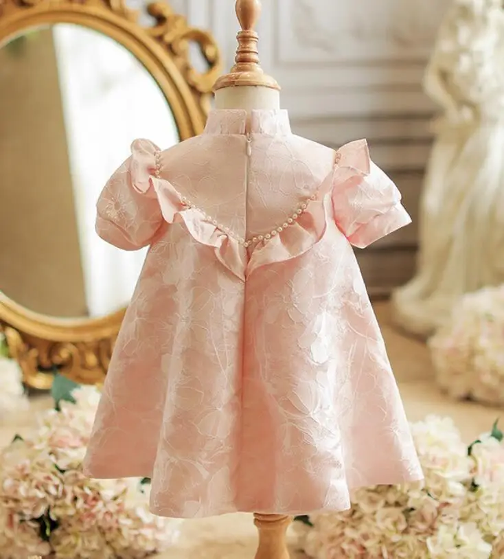 Vestido de baile de princesa para niñas pequeñas, manga abombada, bonito vestido de fiesta de boda, 1 cumpleaños, bautismo, g52