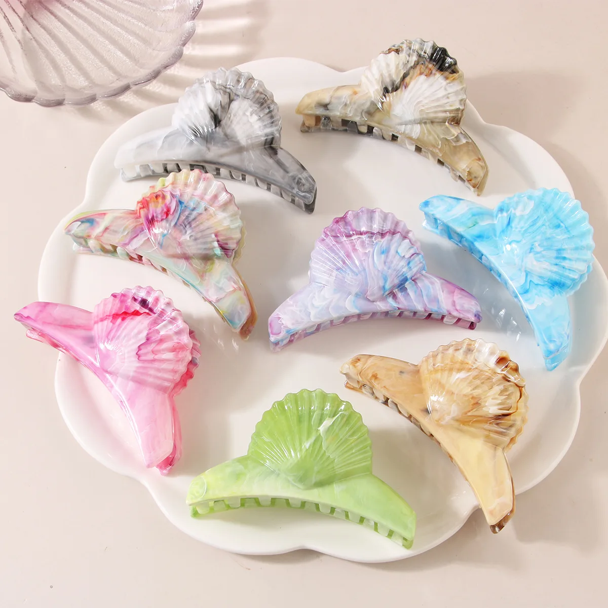 1pc New ABS Shell Gripper Premium Marble Rear Head Shark Clip Headpiece