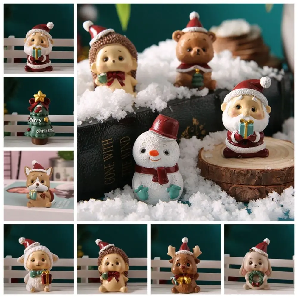 Santa Claus Snowman Santa Claus Landscape Ornaments Miniatures Animal Micro Landscape Christmas Anmail Miniature Figurine DIY