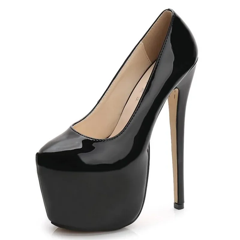 Women Shoes Spring/Autumn Sexy Wedding Round Toe Woman Pumps Platform 18CM Very High Heel Pumps Candy Color Stilettos