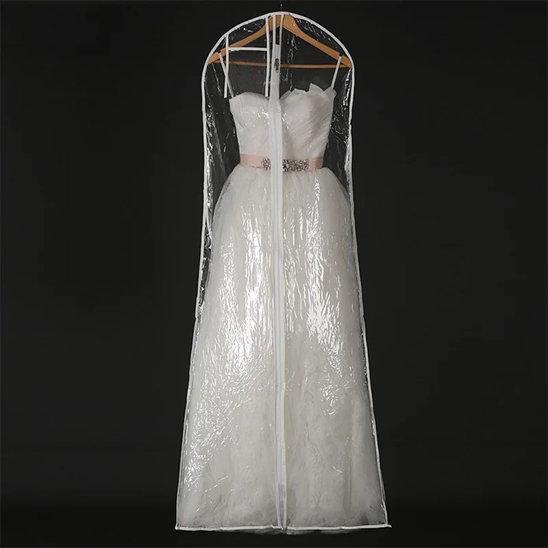 Transparent Mesh Yarn Wedding Dress Dust Cover With Zipper Bride Gown Storage Bag Garment Clothing Case Clothes Dustproof Cover