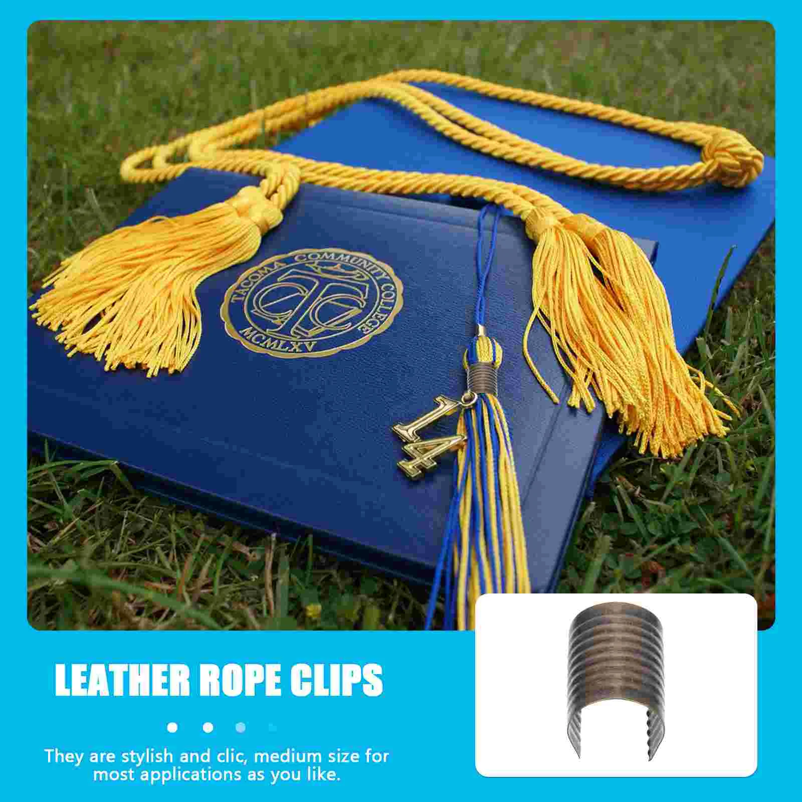 Clips de cordon à queue ouverte, 100 pièces, corde pliante, ouverture en fer, boucle métallique à sertir, fixation pliante de bureau