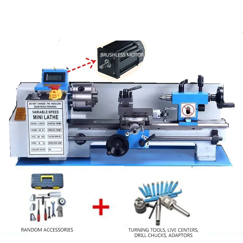 

Brushless Motor Mini Lathe Machine Metalworking Digital Display 32mm Spindle hole 100mm Chuck Ordinary Small Lathe 550W