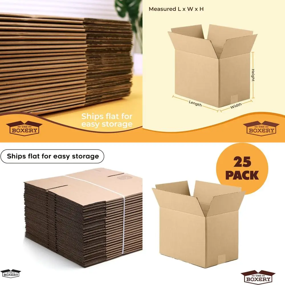 

25 упаковок 20x16x8 коричневых крафт-картонных коробки из гофрированного картона для доставки, упаковки, перемещения и хранения — прочные, экологически чистые, Recyc