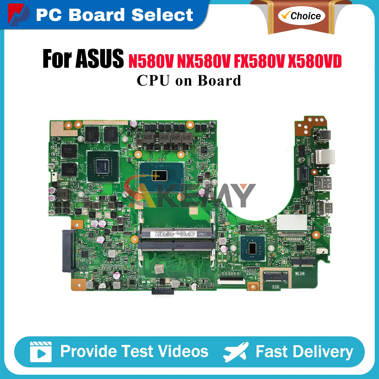 

Материнская плата для ноутбука X580VD для ASUS VivoBook X580VD FX580V X580V X580VN NX580V N580V с процессором 100% тестирование ОК быстрая доставка