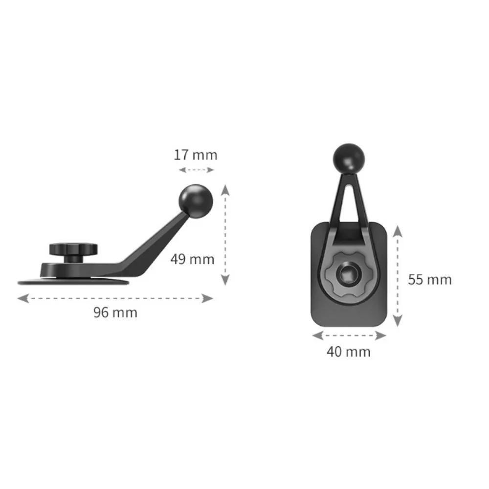 17mm Ball Head Car Phone Holder Base Air Outlet Clamp 360 Degrees Rotation Multifunctional with Glue Sticker Instrument Panel