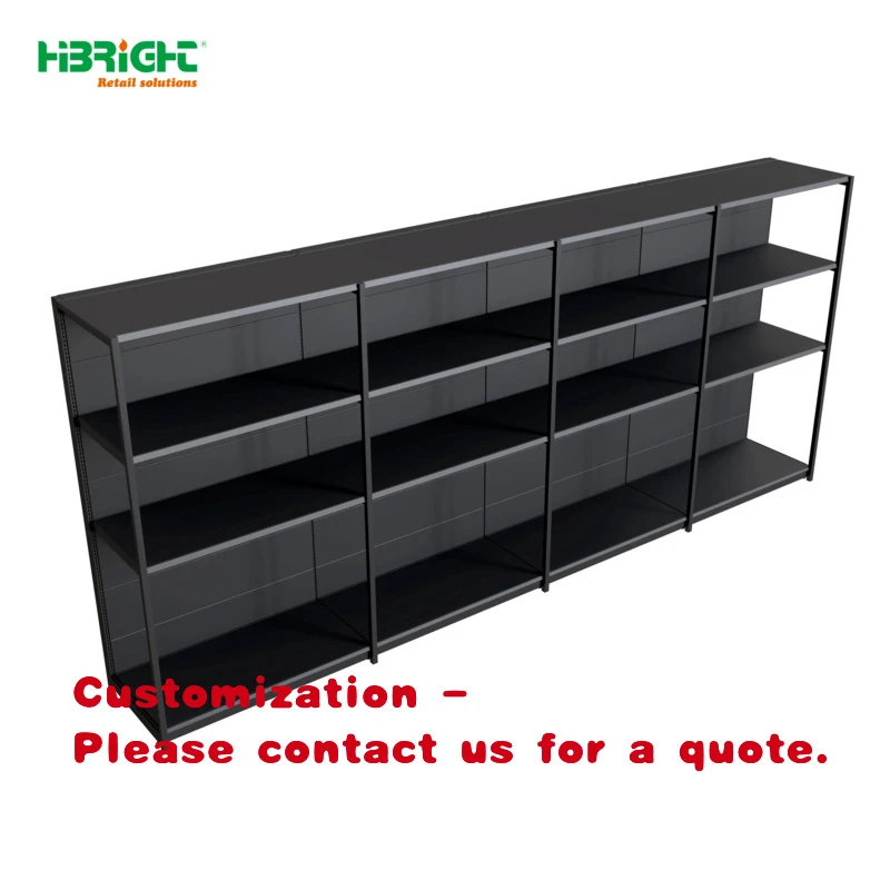 custom.Custom Black Light Duty Metal Supermarket Shelf with Front Upright