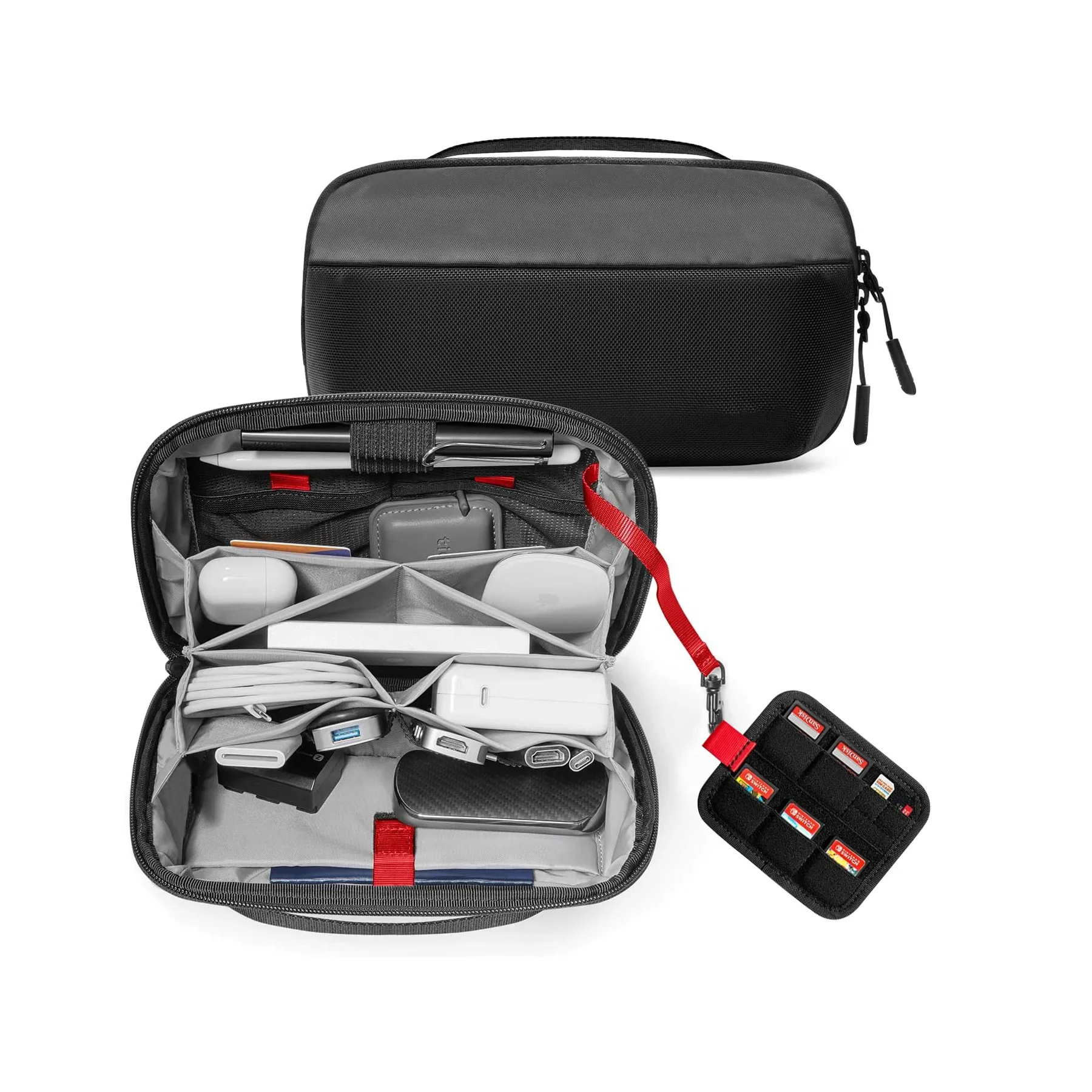 Travel Tech Organizer Pouch, Water Resistant Multi-Compartment Electronic Accessories Case for Cables Chargers Power Bank