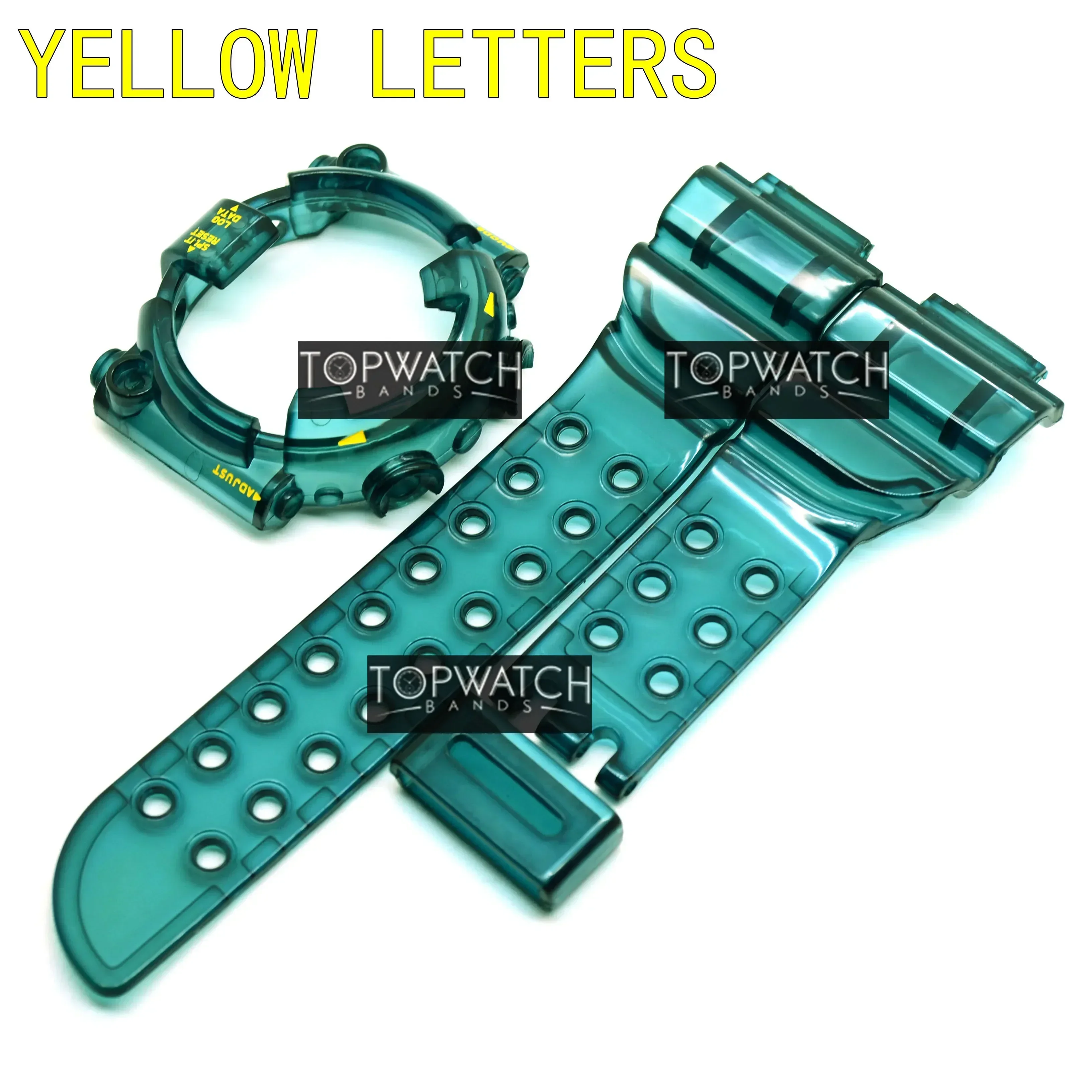 New Customized Red Green Blue DW8200 Bezel Ice Transparent Watchband Strap Watch Cover Bracelet Silicone Replacement GF8252