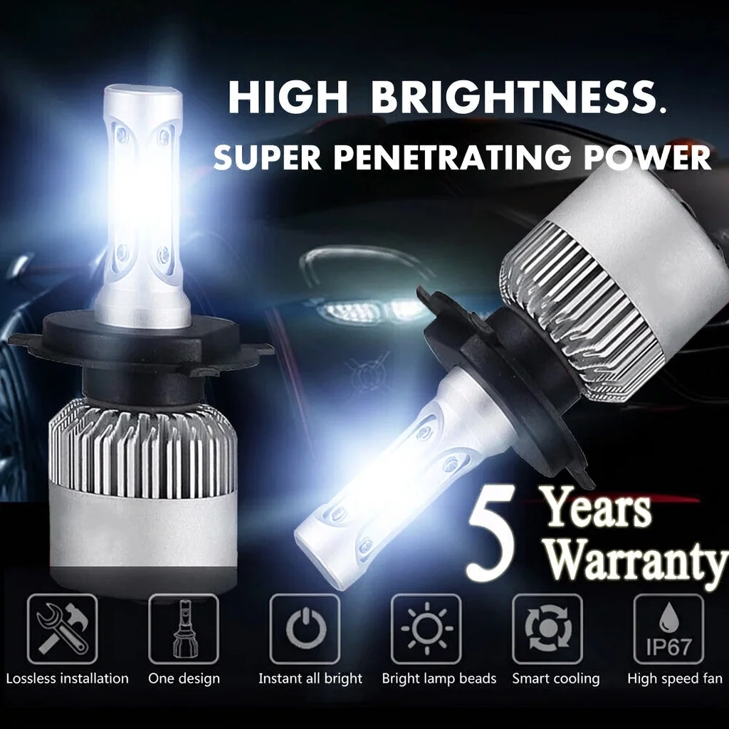 H4 9006 For Toyota Sequoia 2001-2007 6500K LED Headlight Fog Lights High&Low Beam 80W 8000LM Bulbs
