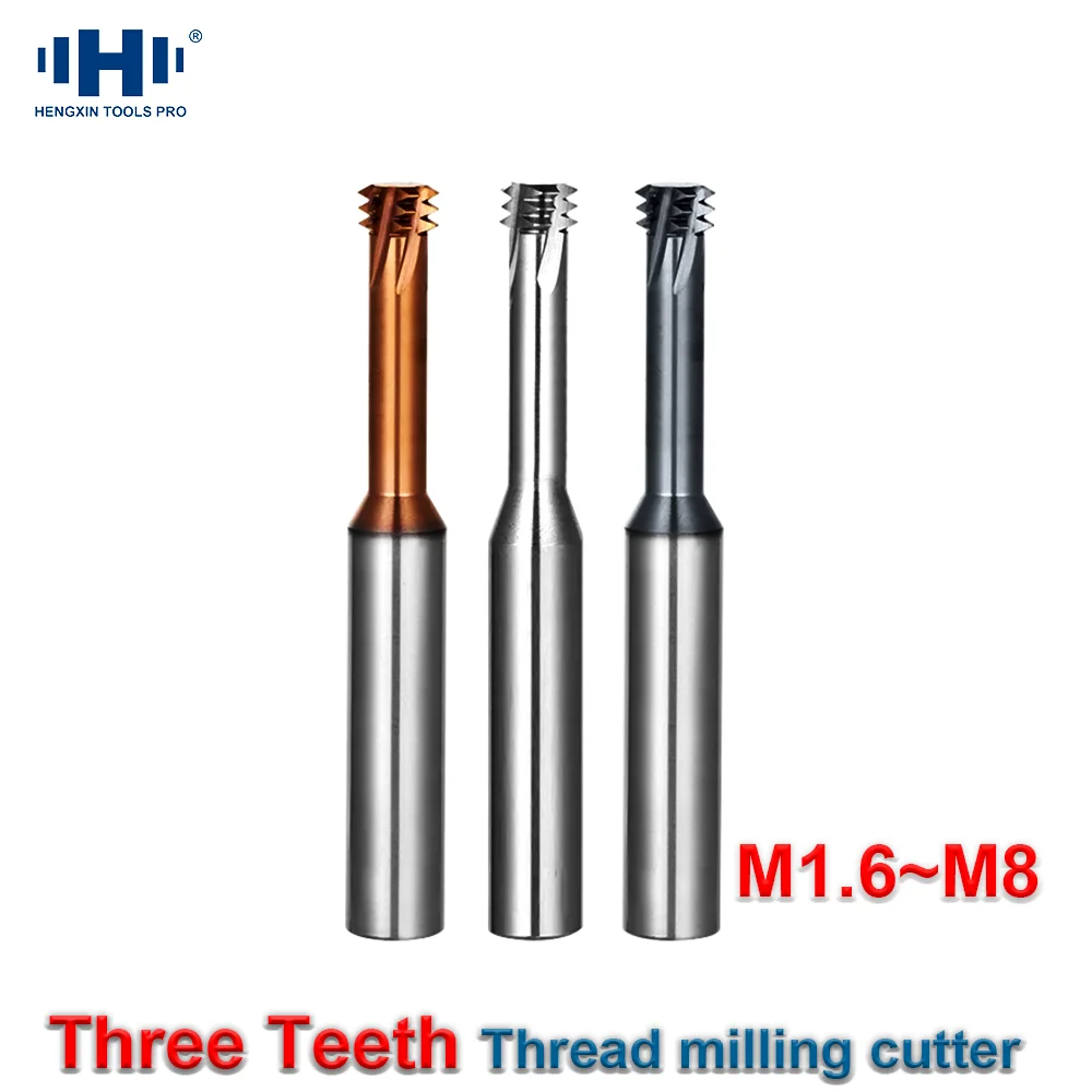 

HENGXIN Tungsten Carbide Spiral Milling Cutter ISO Three edge thread milling cutter CNC Tool Thread End Mill M1.6~M18