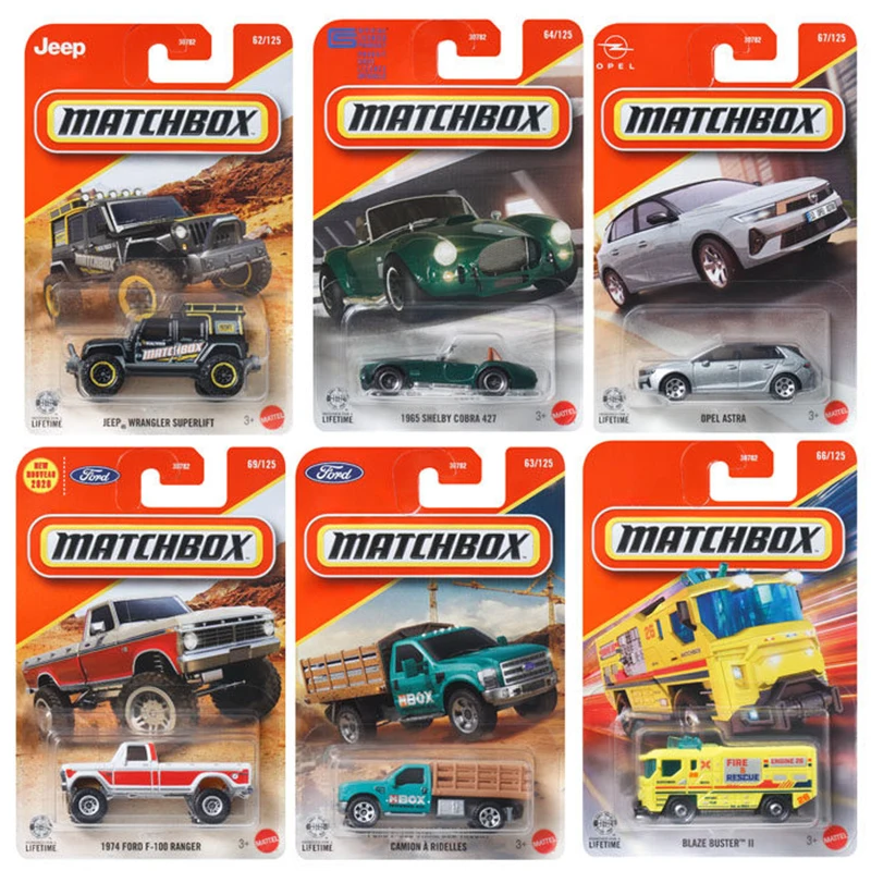 2026G Coche de juguete original Matchbox 1/64 de metal fundido a presión Shelby Cobra 427 Jeep Wrangler Superlift Opel Astra, modelos de vehículos para niños, regalo