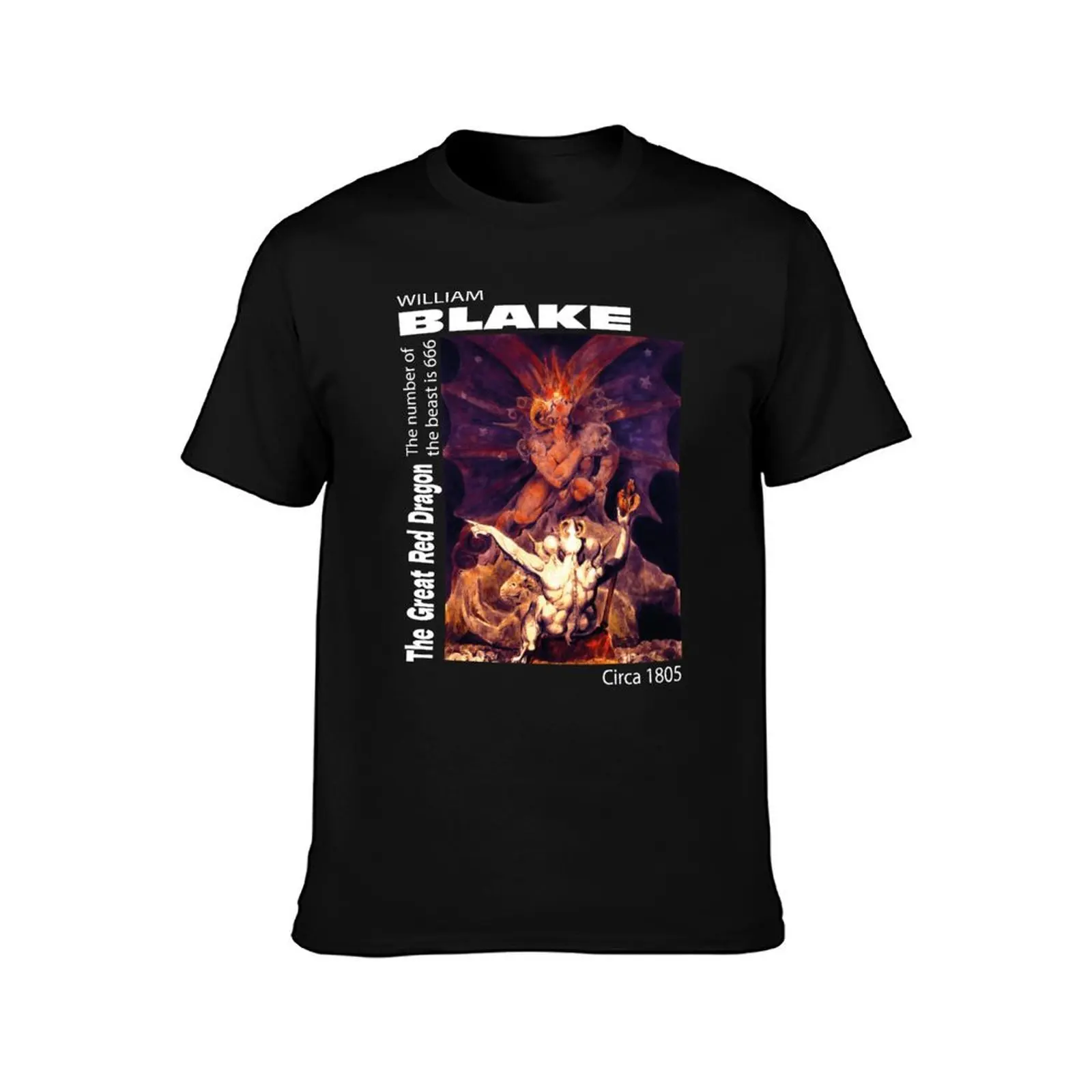 The Number of The Beast is 666 Design by William Blake Painting T-Shirt Fashion Graphic Tee for Men T-Shirt