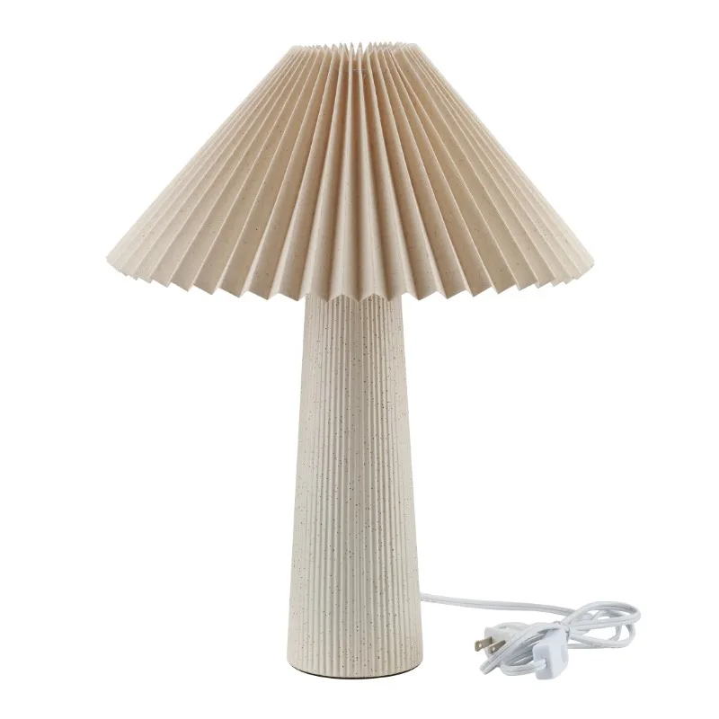 

NEW 18"in Ribbed Ceramic Table Lamp with Ivory Pleated Shade