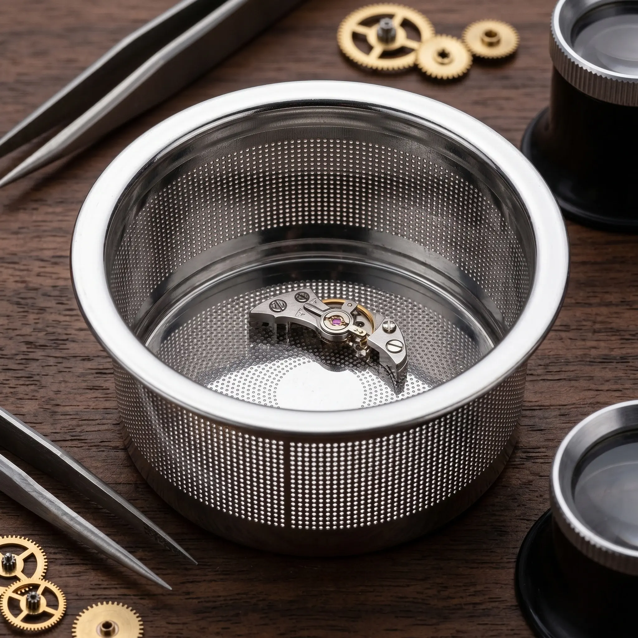 Fine Mesh Stainless Steel Watch Parts Cleaning Basket Portable Jewelry Soaking Basket Ultrasonic Cleaner Holder 7Cm Diameter