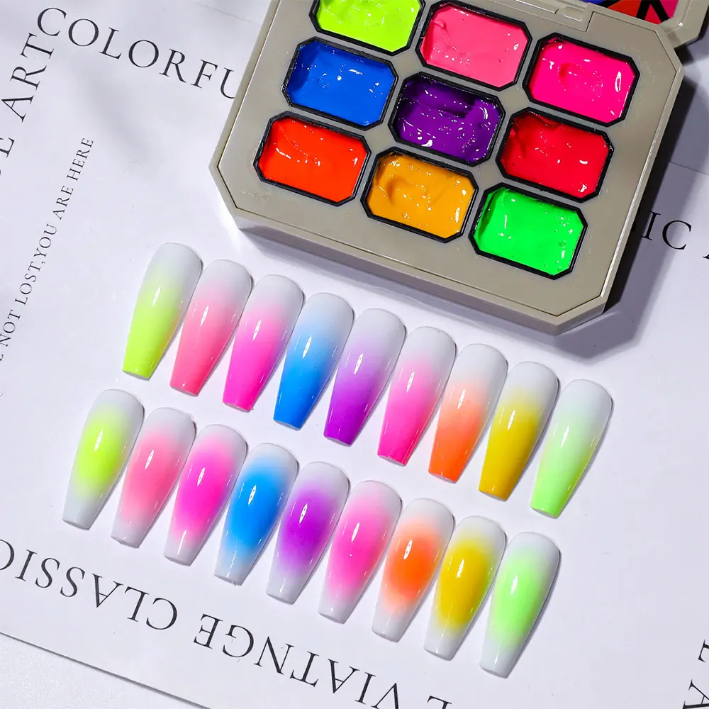 4/6/9 Colors Solid Nail Polish Pat Gel Painting Gradient Bright Gel Nail Art Creation Decoration Salon DIY Summer Popular