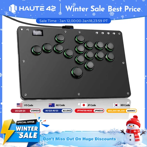 Controlador Hitbox sin palanca con borde de botón Haute42 R16, controlador de palo Arcade sin pegatinas para PC/PS4/PS5/Steam Hitbox Fightstick