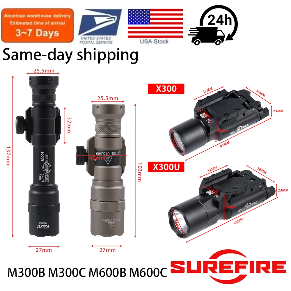 

US Warehouse SureFire X300 Ultra X300U M300B M300C M600B M600C Ultra Hunting Flashlight Tactical Scout Light For 20mm Rail