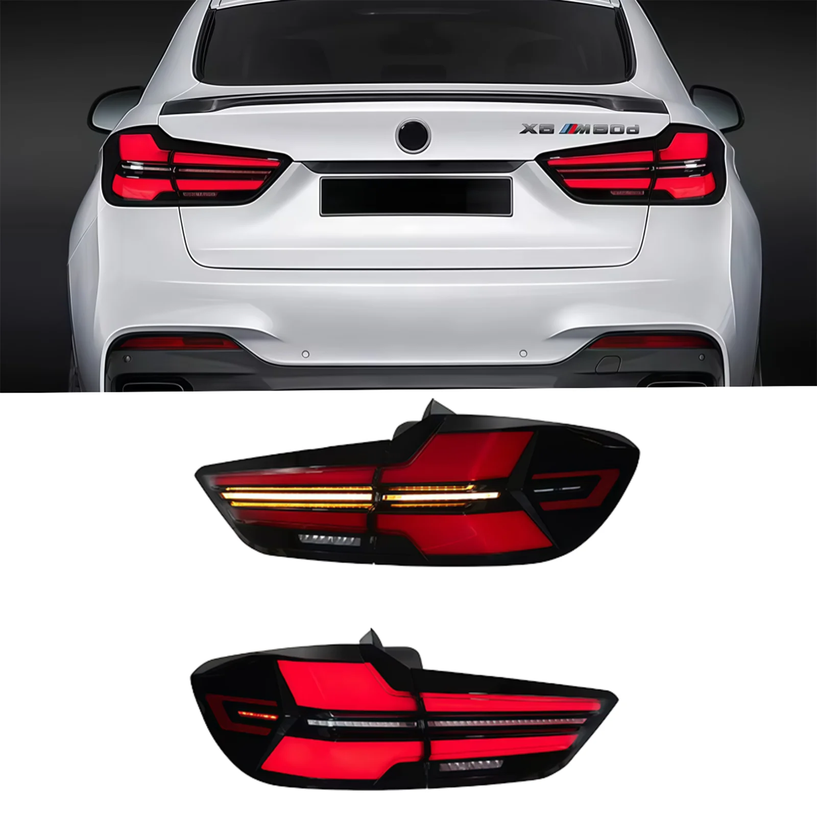 For BMW X6 14-19 F16 High quality Tail Light Assembly Old to New Model LED Flowing Turn Signal Brake Light Plug and Play