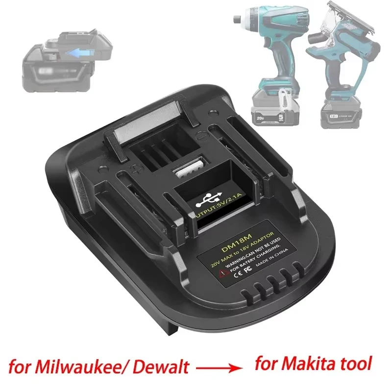 

DM18M Battery Convertor Adapter for Milwaukee 18V for Dewalt 20V Li-ion Battery Convert to for Makita 18V BL1830 BL1850 Battery