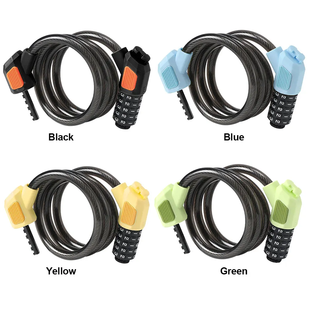 Portable Security Lock Anti-Theft 5 Digit Code Cable Lock High Security Bicycle Cable Padlock for Electric Bike Scooter