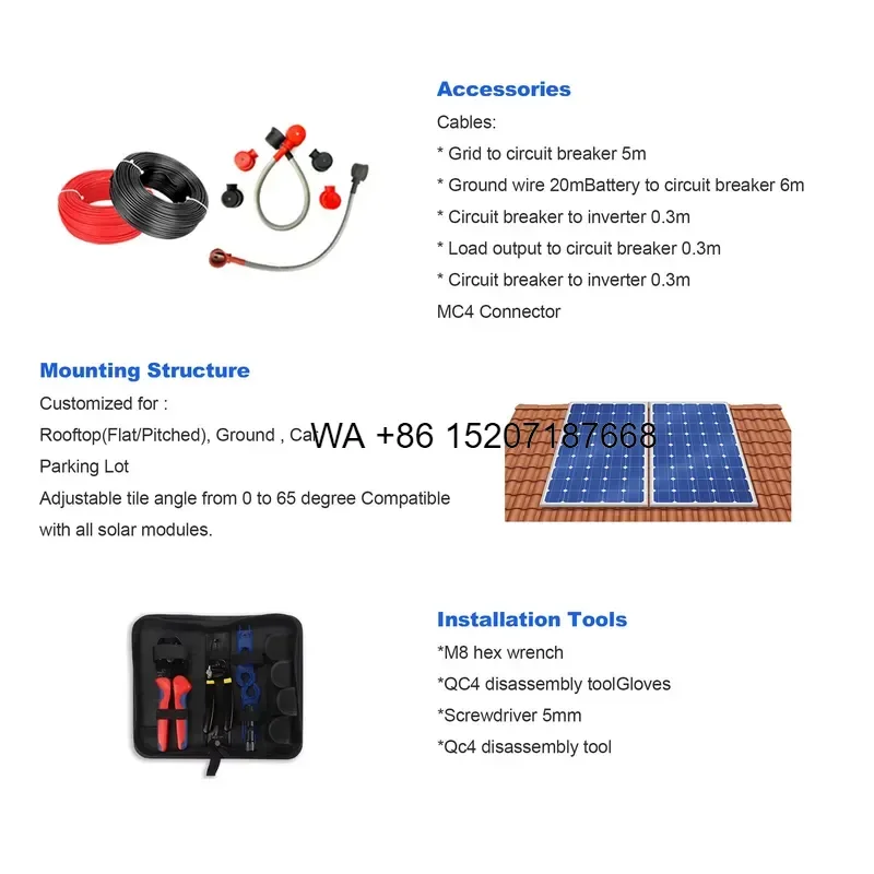 Wmwmnu for Split Apartment Balcony off Grid Solar Power System 3kW Plug and Play Solar Kit with Lithium Ion Battery and Micro