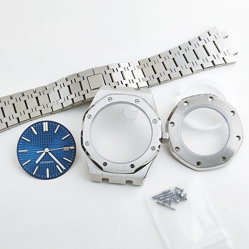NH35 42mm Octagonal Watch Case 31.8mm Dial  Mod Kit Strap Sapphire Glass Stainless Steel Waterproof Case for NH35/NH36 Movement