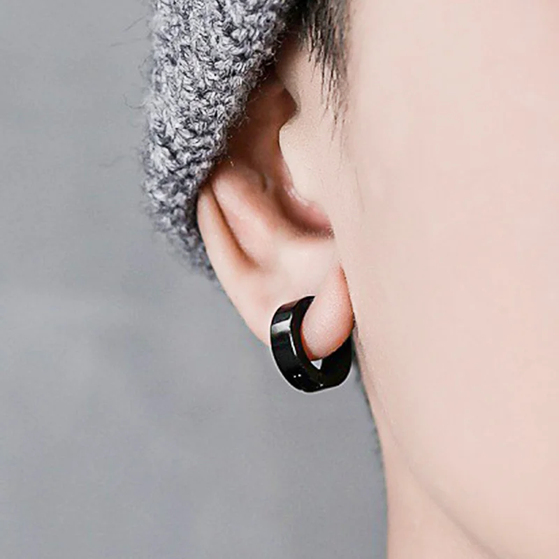 1/5 Pairs Classic Korean Punk Stainless Steel Ear Clip Earrings for Men Women No Pierced Fake Ear Circle New Hip-Hop Jewelry image 3