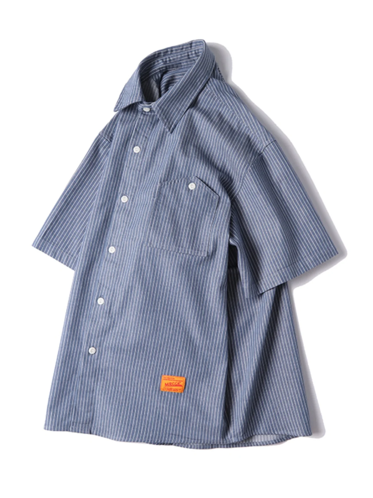 

Новая летняя мужская рубашка свободного кроя из хлопка с коротким рукавом, дышащая, повседневная, в полоску