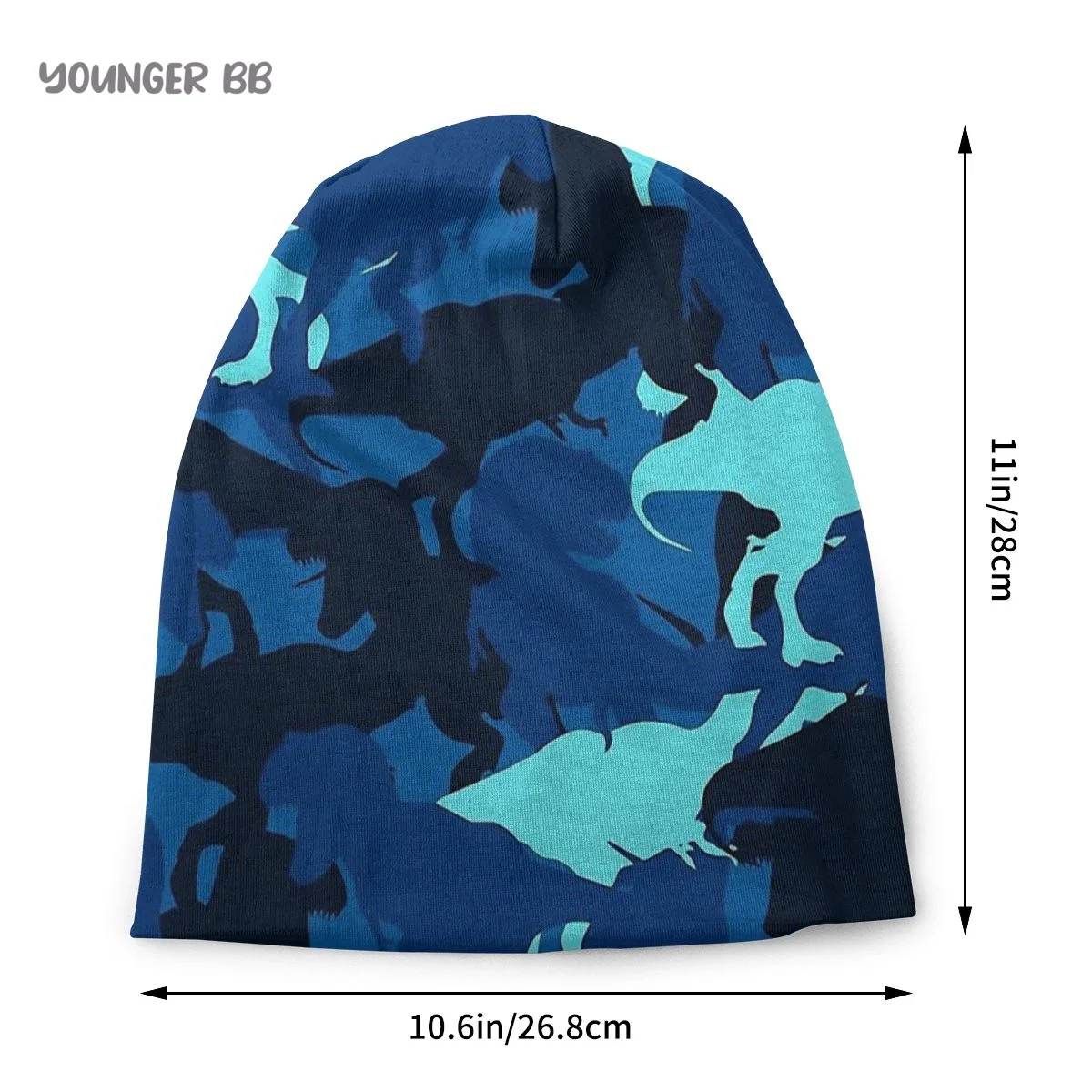 Camouflage Army Men Women's Beanie Hats Blue Dinosaur  Pattern Knitted Hat Hip Hop Earmuff Bonnet Street Skullies Beanies