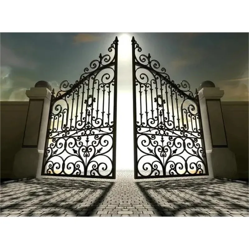 Luxury Driveway Gate，Auto Swing Custom Size，Main Entry Gate，Curved Scroll Design，Outdoor Gate，Residential Villa Front Yard