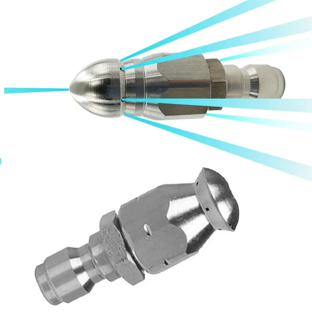 Stainless Steel Sewer Jetter Nozzle for Pressure Washer Use with G 1/4 Thread and 1 Front 6 Rear Jet Configuration