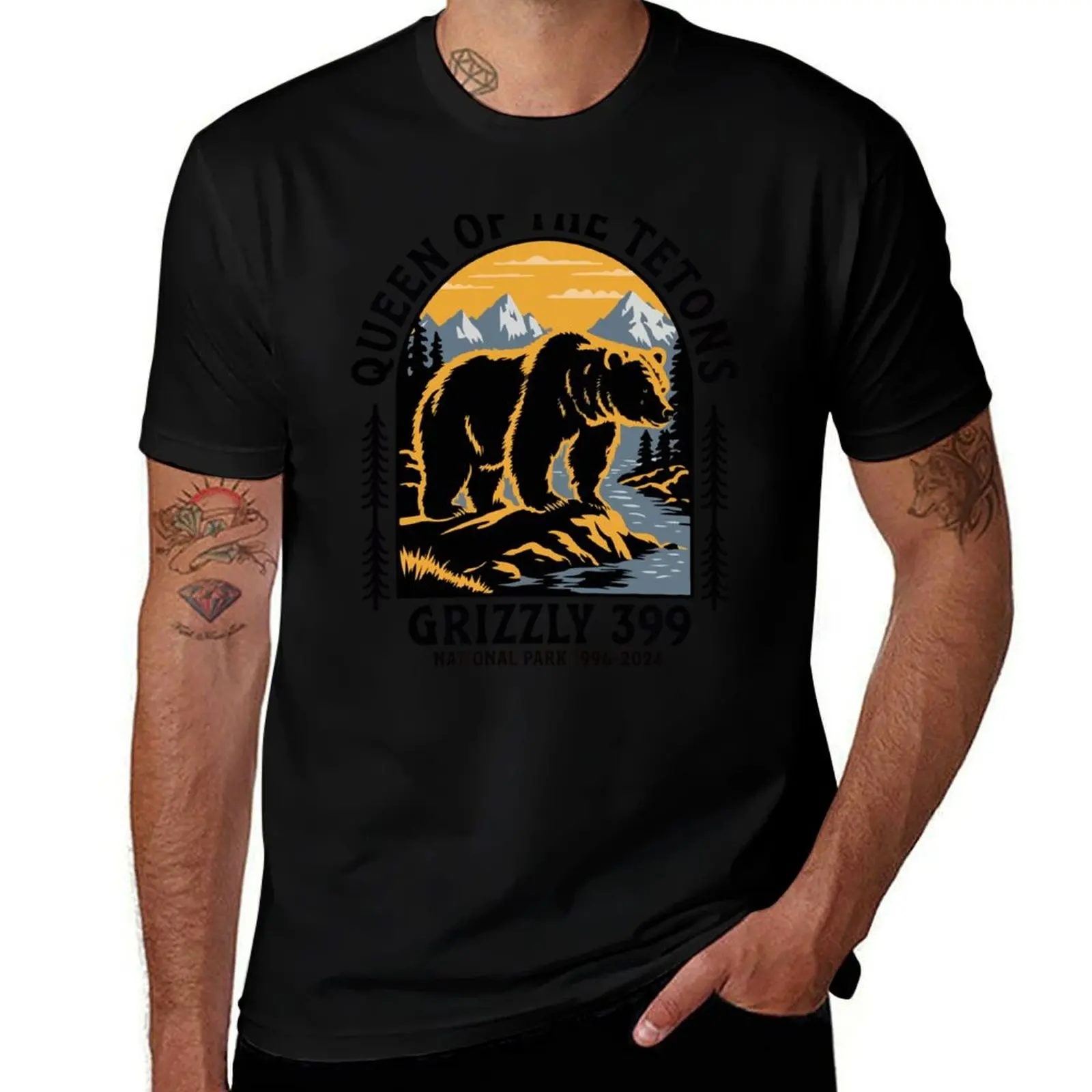 Grizzly 399 National Park Preserve, Queen of the Tetons T-Shirt Simple Print Design T-Shirt