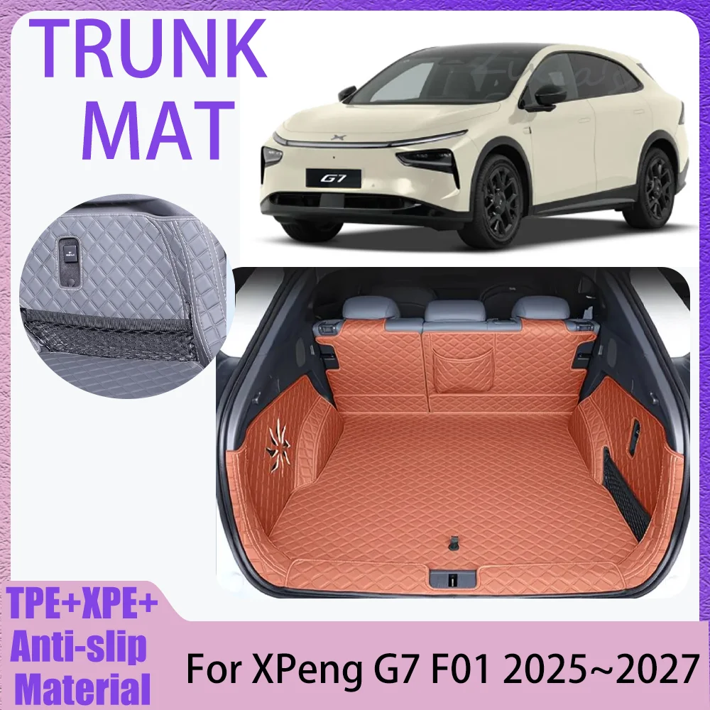 For XPeng G7 F01 2025~2027 2026 Car Leather Boot Covers Waterproof Scratch Prevention Trunk Mat Tray Interior Protect Accessorie