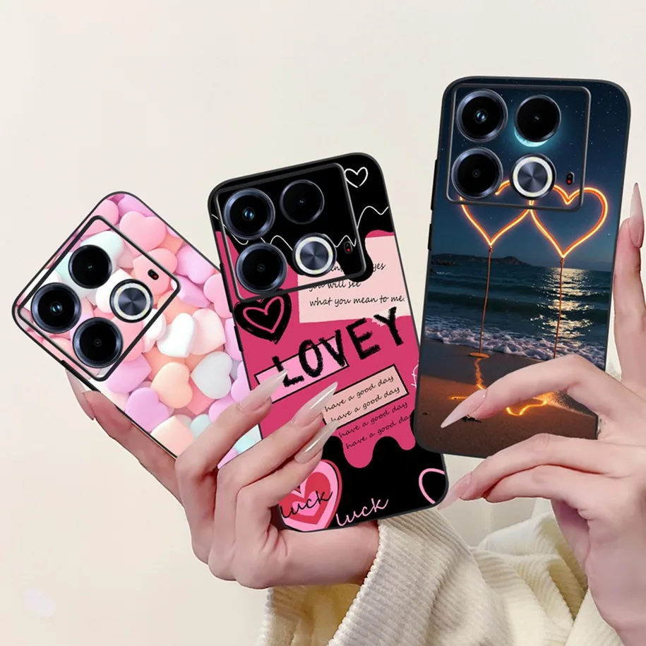 Для Infinix Note 40 4G чехол X6853 противоударный чехол из ТПУ с милым сердечком и рисунком любви, мягкий защитный чехол для Infinix Note40 4G Funda