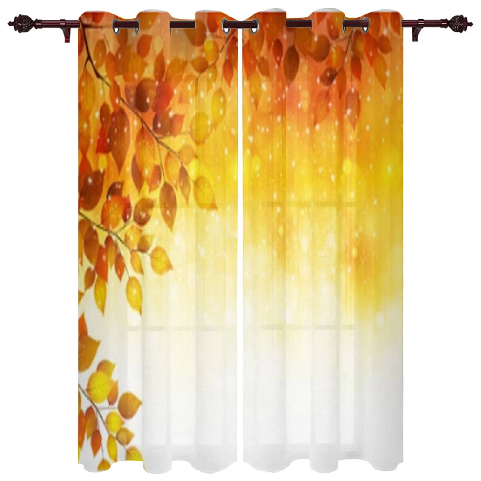 Maple Foliage Landscape Window Curtains For Living Room Kitchen Modern Curtains Home Decor Blinds Drapes