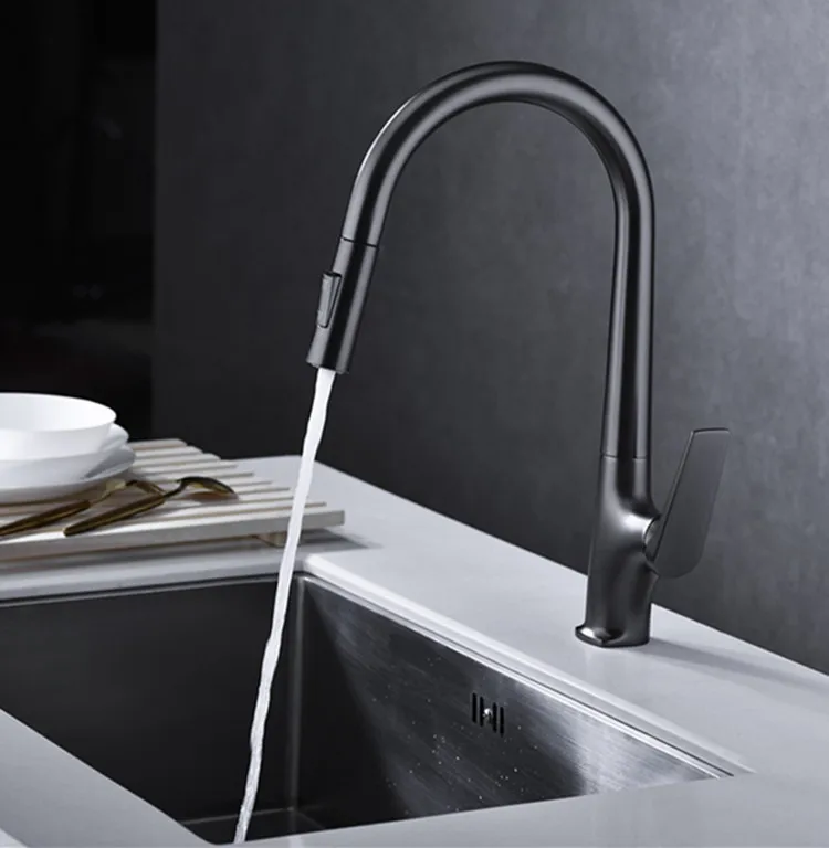 Tirare il rubinetto Rubinetto per piastra di lavaggio da cucina Pistola semplice Grigio Nero