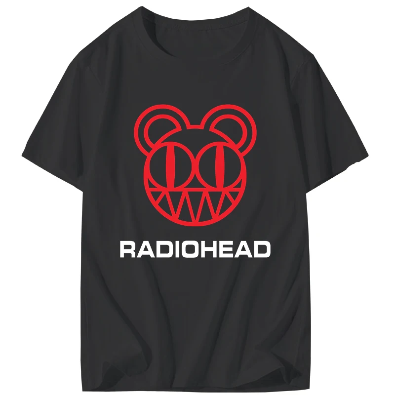 Camiseta Radiohead para mujer, Camiseta de algodón de Anime de banda de Rock de música independiente para hombre Letnia Męska Koszulka Z Wysokiej, ropa para mujer, camiseta superior