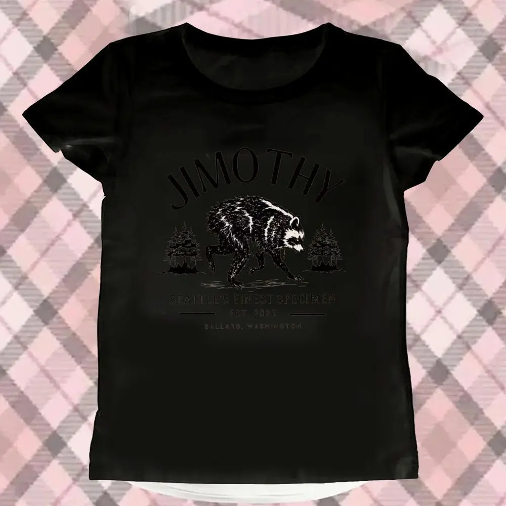 Raccoon Jimothy Graphic T-Shirt Women Summer Short Sleeve Seattle Animal Print Vintage Top Female Casual Fashion Casual Clothing