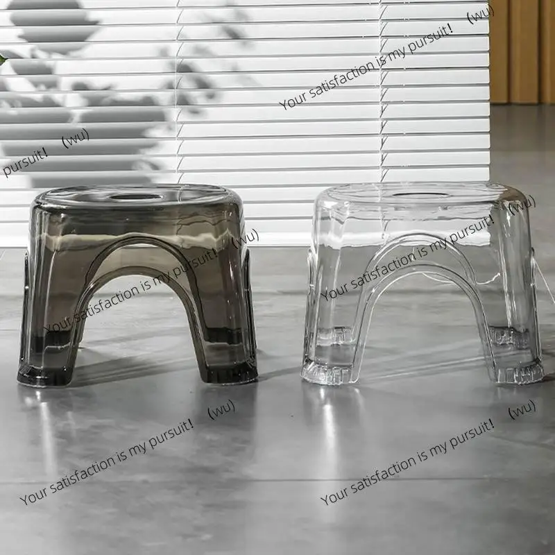 Bathroom Bath Stool Non-Slip Transparent Shoe Change Stool Toilet Thickened Plastic Low Stool for Bathroom Bedside