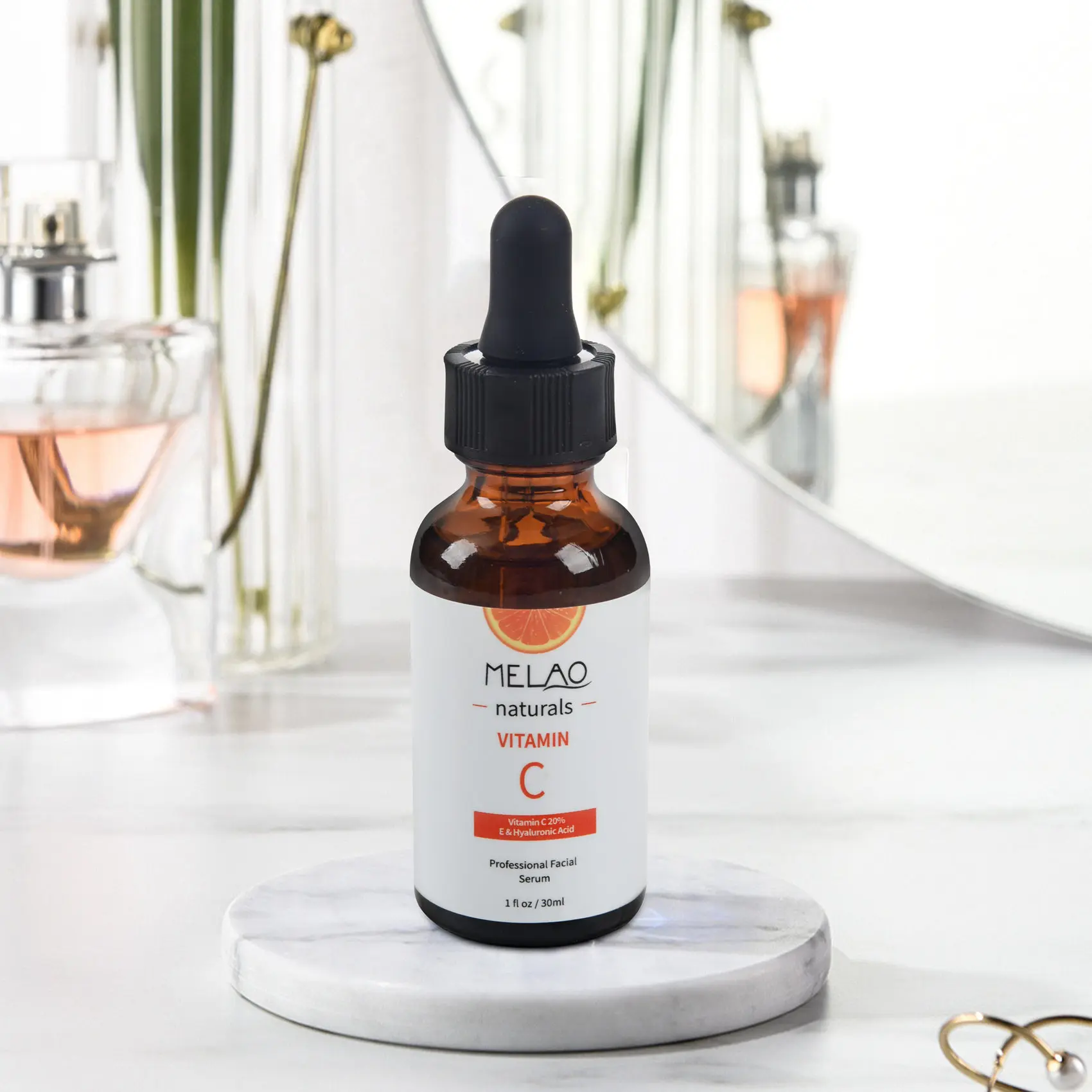 MELAO Naturalne serum z witaminą C do twarzy Organiczne, przeciwstarzeniowe, miejscowe serum do twarzy, 20% witaminy C + E 30ML