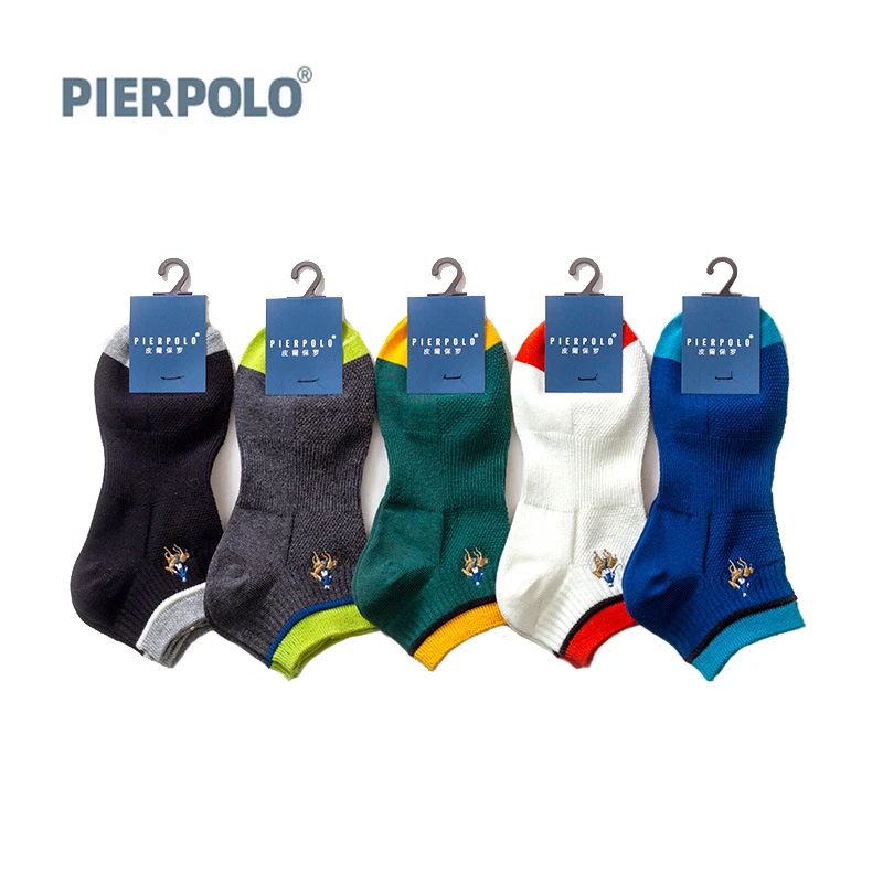 

Pier polo 5 Pairs/Lot Fashion Casual Socks Brand Man Socks Cotton Colorful Breathable Sweat Antibacterial Ankle Socks