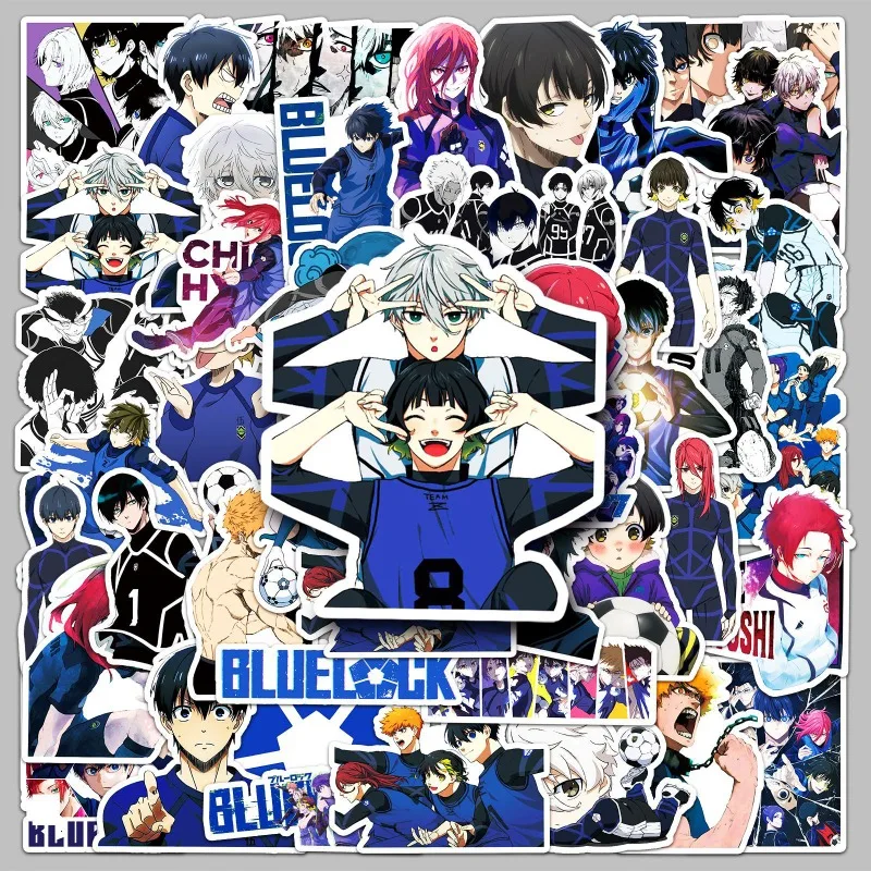 50 Stück Anime Blue Lock Japanische 2D DIY Wasserdichte Dekor-Aufkleber für Tagebuch & Handyhülle, Kleine Geschenke