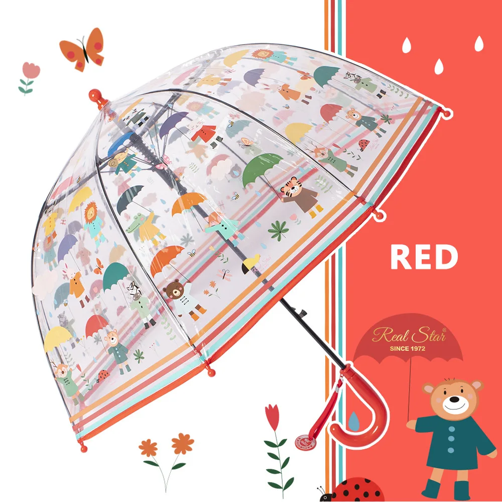 New Children\'s Umbrella Transparent Automatic Full of Animals Cartoon Pattern for Kids Boys and Girls Clear