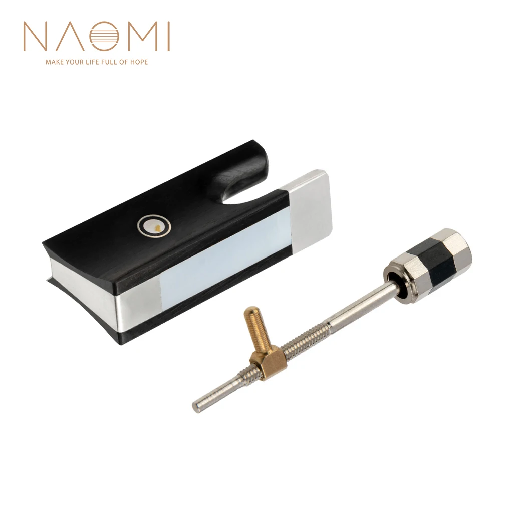 

NAOMI 4/4 Violin Bow Frog Made Of Ebony And Nickel Silver Beautiful Eyes Inlay Pearl Slide Bows Buttons w/Eyelet&Screws