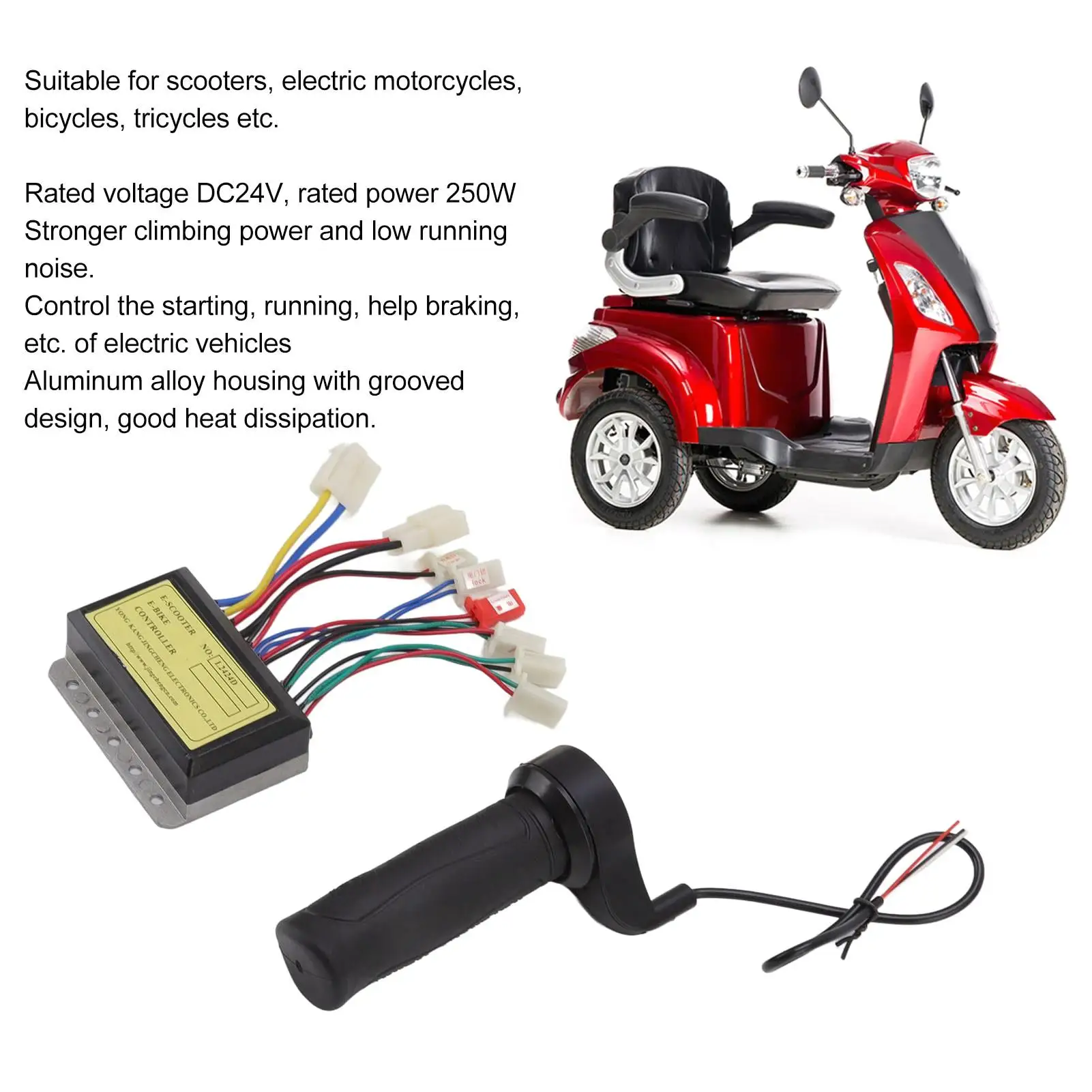 Controlador de velocidad de Motor cepillado, 24V, 250W, para bicicleta eléctrica, triciclo, Scooter