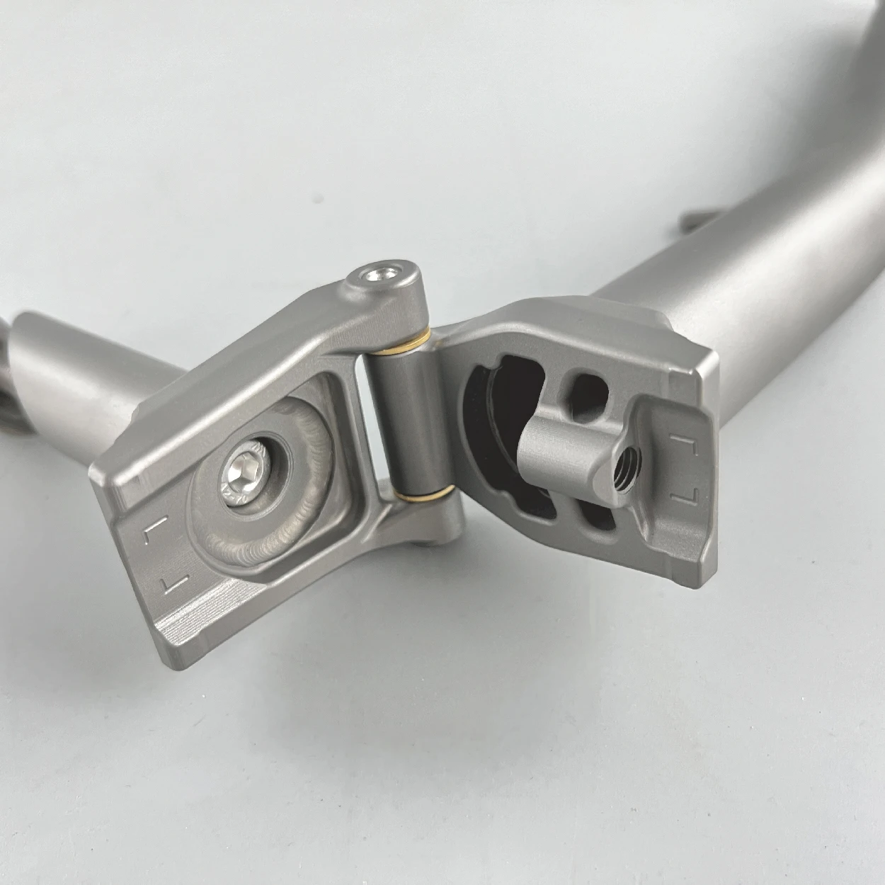 Titanium S-Type Stem for Brompton Polished Silver Grey